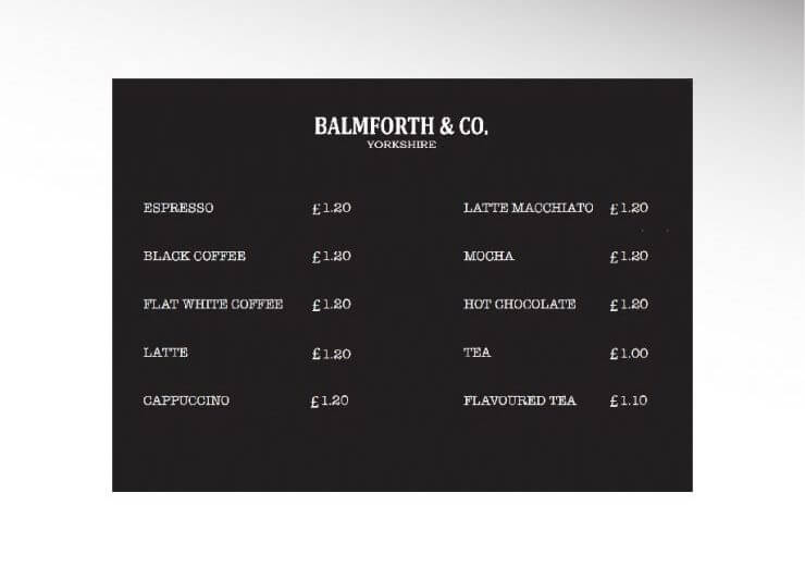 coffee menu board